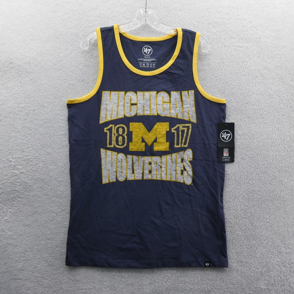 '47 Brand Tank Top Mens Medium Michigan Wolverines Blue Yellow Cotton 12620